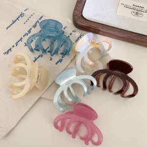 6 colors mini pumpkin hair claw clips set, translucent acrylic small octopus claw clip French style women daily hair accessory