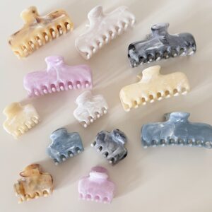 Marble gradient cloud shark claw clips, 2 sizes frosted acrylic hair clips for thin hair half updo