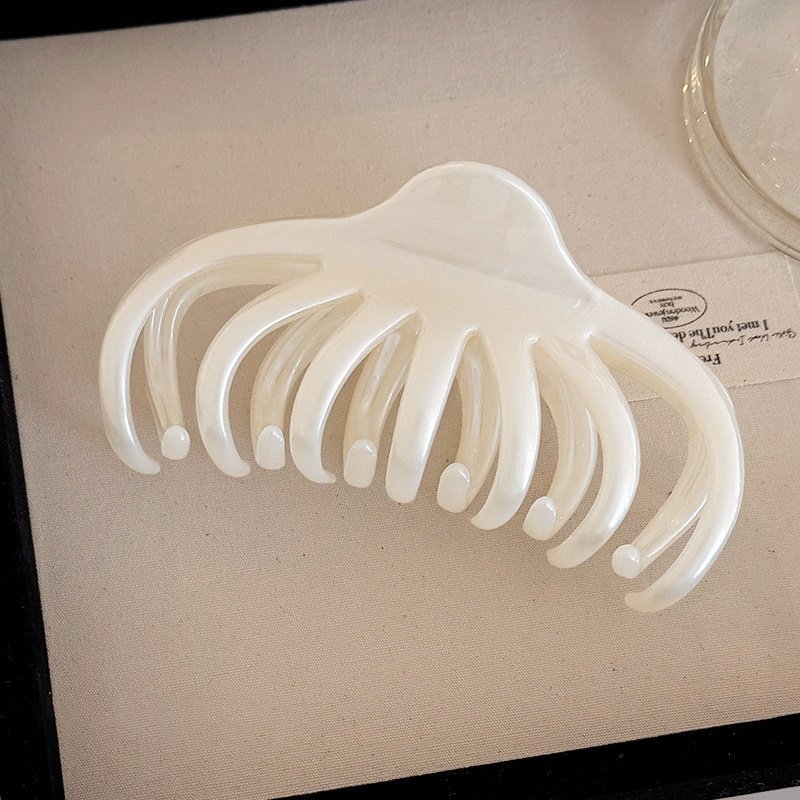 Milky white pearl jelly smooth hair claw clip casual everyday styling